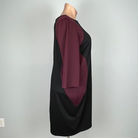 Lane Bryant Womens Colorblock Bodycon Sheath Dress Burgundy Black plus size 26 - Picture 6 of 13